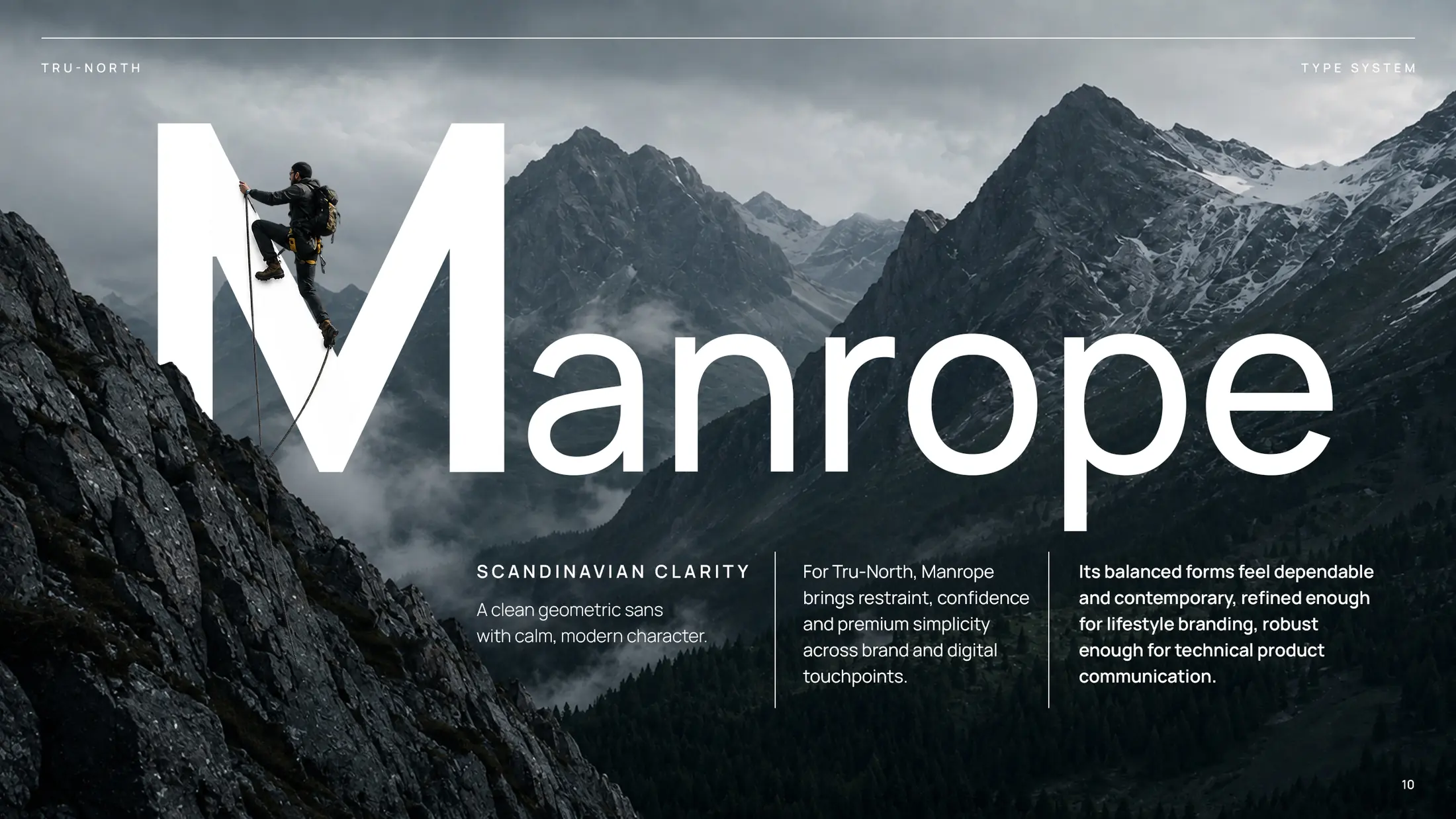 Tru-North alpine campaign typography and brand application