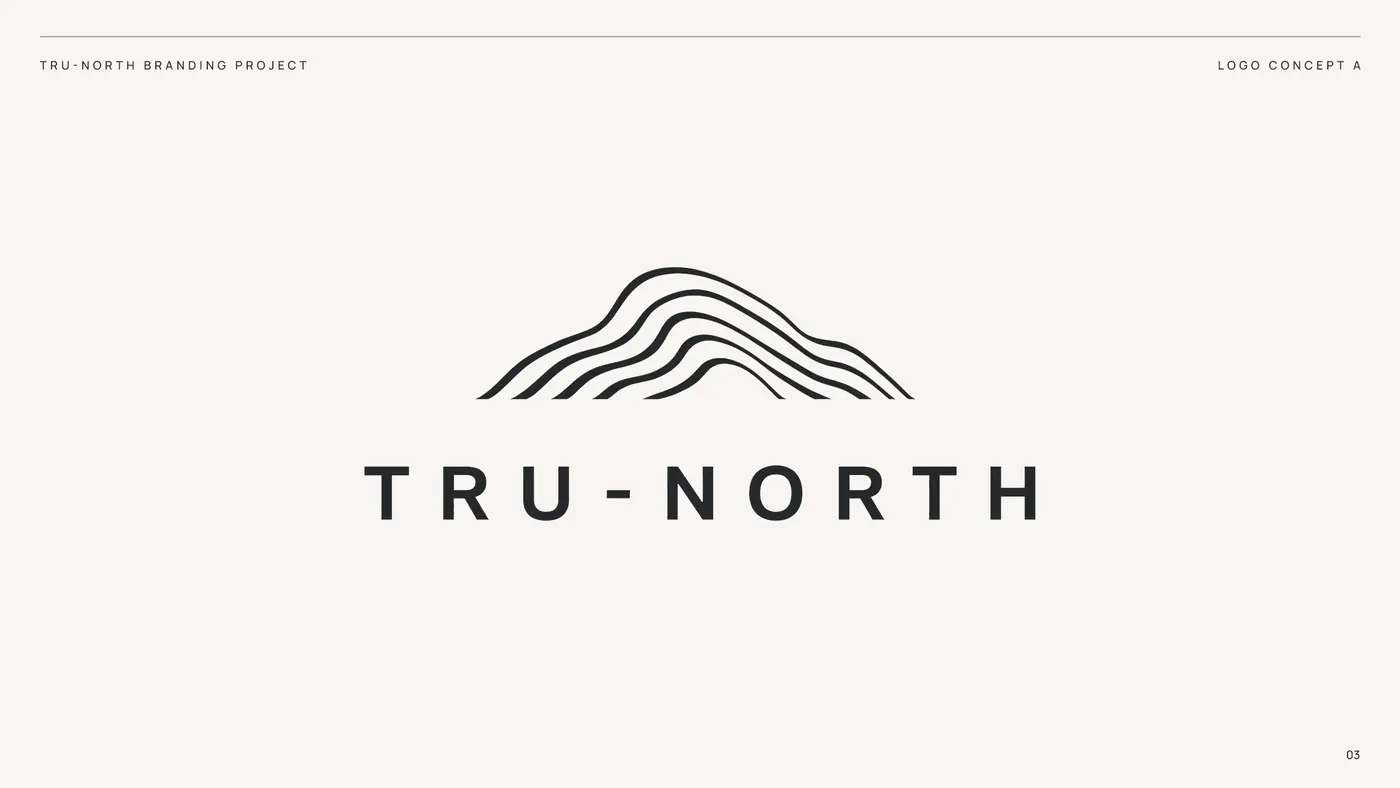 Tru-North flowing mountain-line logo route