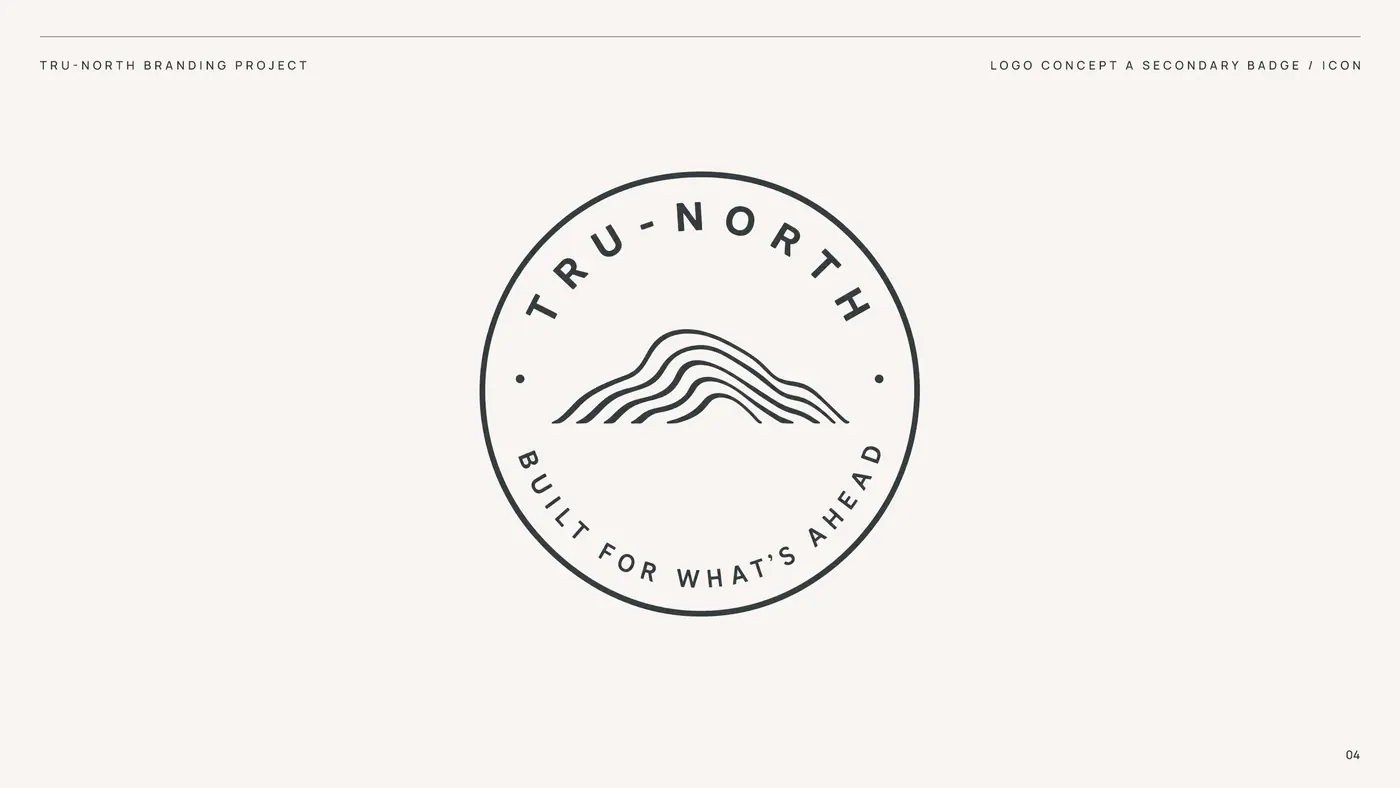 Circular Tru-North mountain badge logo route