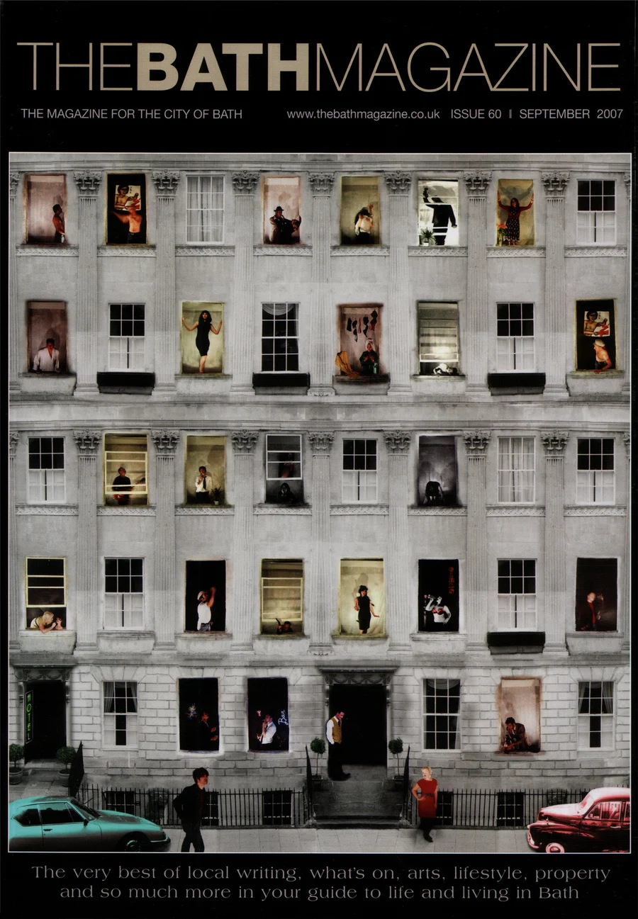 Published cover for The Bath Magazine featuring a detailed building facade illustration