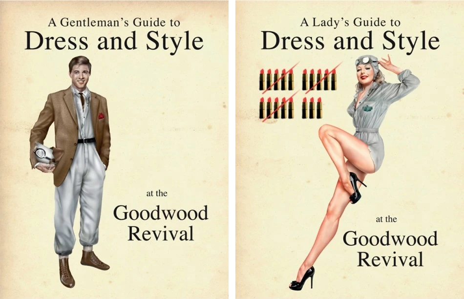 Commissioned fashion illustrations on two published Goodwood Revival book covers