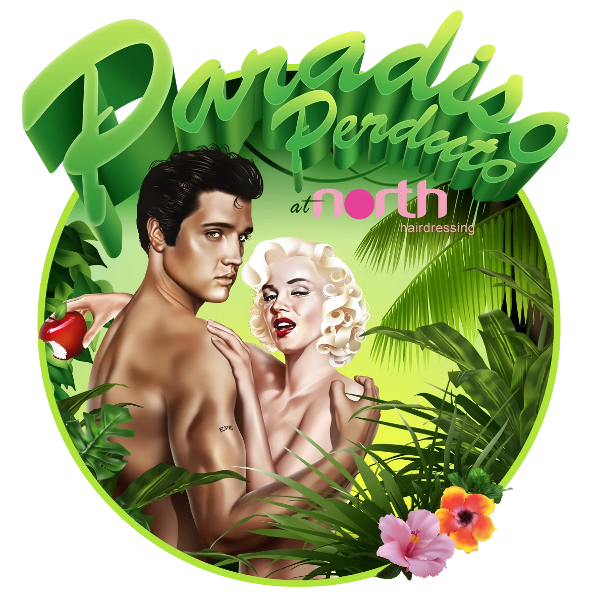 Paradiso Perduto artwork featuring tropical foliage and stylised figures